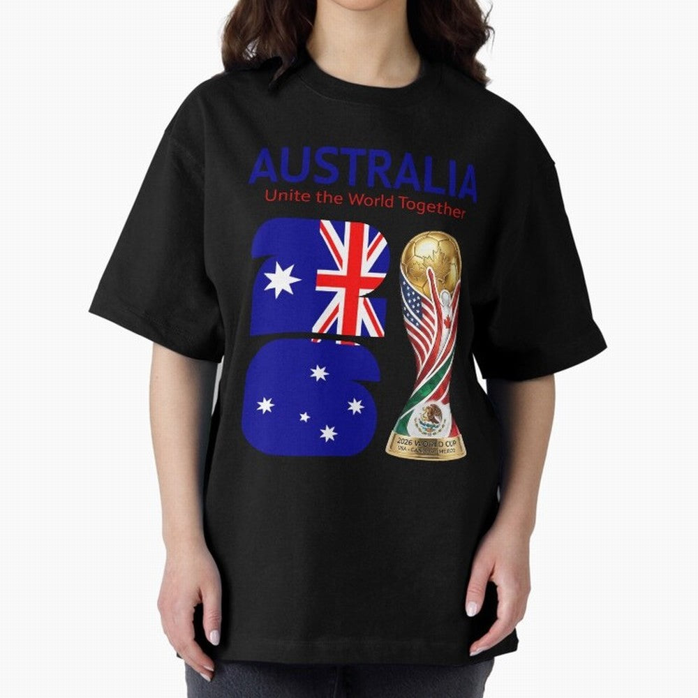 World Cup 2026, AUSTRALIA Classic T-Shirt Bring International Match Energy to Global Football Passion for FIFA World Cup 2026 USA Canada Mexico, Celebrating Messi and Cristiano Ronaldo, Argentina, France and Brazil, Vintage Soccer Flavor, Modern