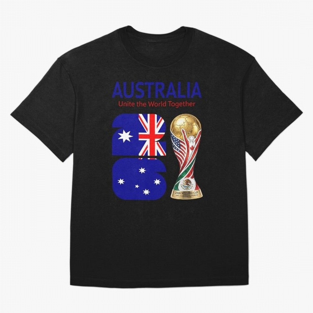 World Cup 2026, AUSTRALIA Classic T-Shirt Bring International Match Energy to Global Football Passion for FIFA World Cup 2026 USA Canada Mexico, Celebrating Messi and Cristiano Ronaldo, Argentina, France and Brazil, Vintage Soccer Flavor, Modern
