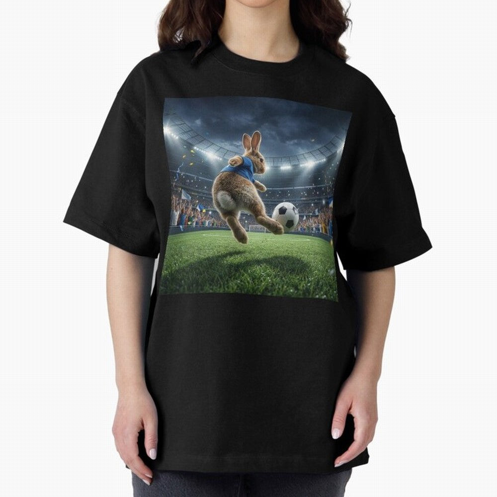 Rabbit Is Veritable Messi on the Soccer Pitch Oversized T-Shirt Follow the Road to FIFA World Cup 2026 USA Canada Mexico Spirit, Celebrating Portugal, Cristiano Ronaldo, Haaland and CR7, Classic Soccer Heritage, Championship Pressure, Fan Loyalty