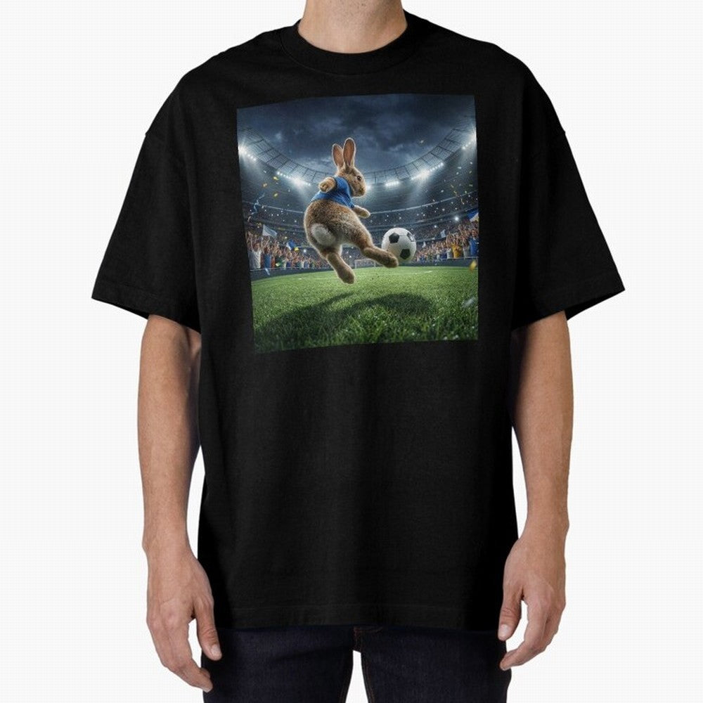 Rabbit Is Veritable Messi on the Soccer Pitch Oversized T-Shirt Follow the Road to FIFA World Cup 2026 USA Canada Mexico Spirit, Celebrating Portugal, Cristiano Ronaldo, Haaland and CR7, Classic Soccer Heritage, Championship Pressure, Fan Loyalty