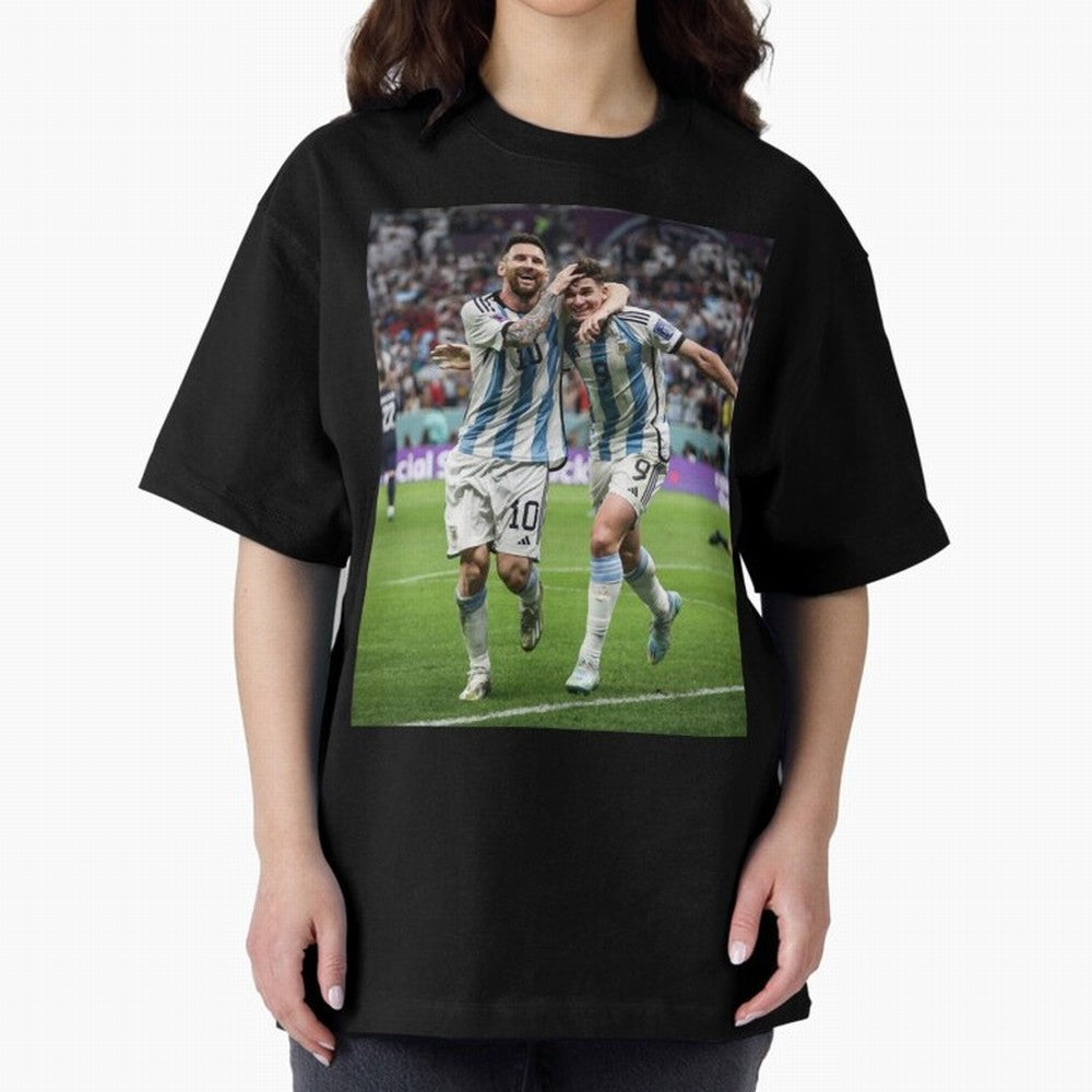 Messi x Alvarez Semifinal Classic T-Shirt Experience FIFA World Cup 2026 USA Canada Mexico with Cristiano Ronaldo, France and Portugal Energy, Sports Nostalgia, International Competition, Famous Players and Unforgettable Victories; Ideal for
