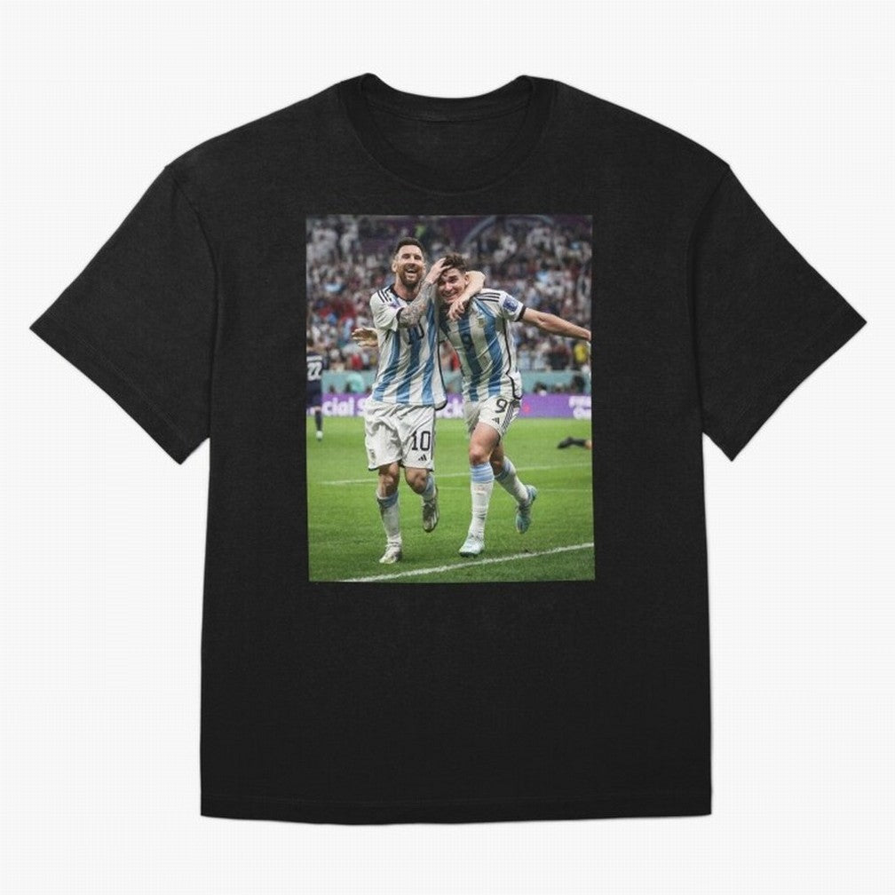 Messi x Alvarez Semifinal Classic T-Shirt Experience FIFA World Cup 2026 USA Canada Mexico with Cristiano Ronaldo, France and Portugal Energy, Sports Nostalgia, International Competition, Famous Players and Unforgettable Victories; Ideal for