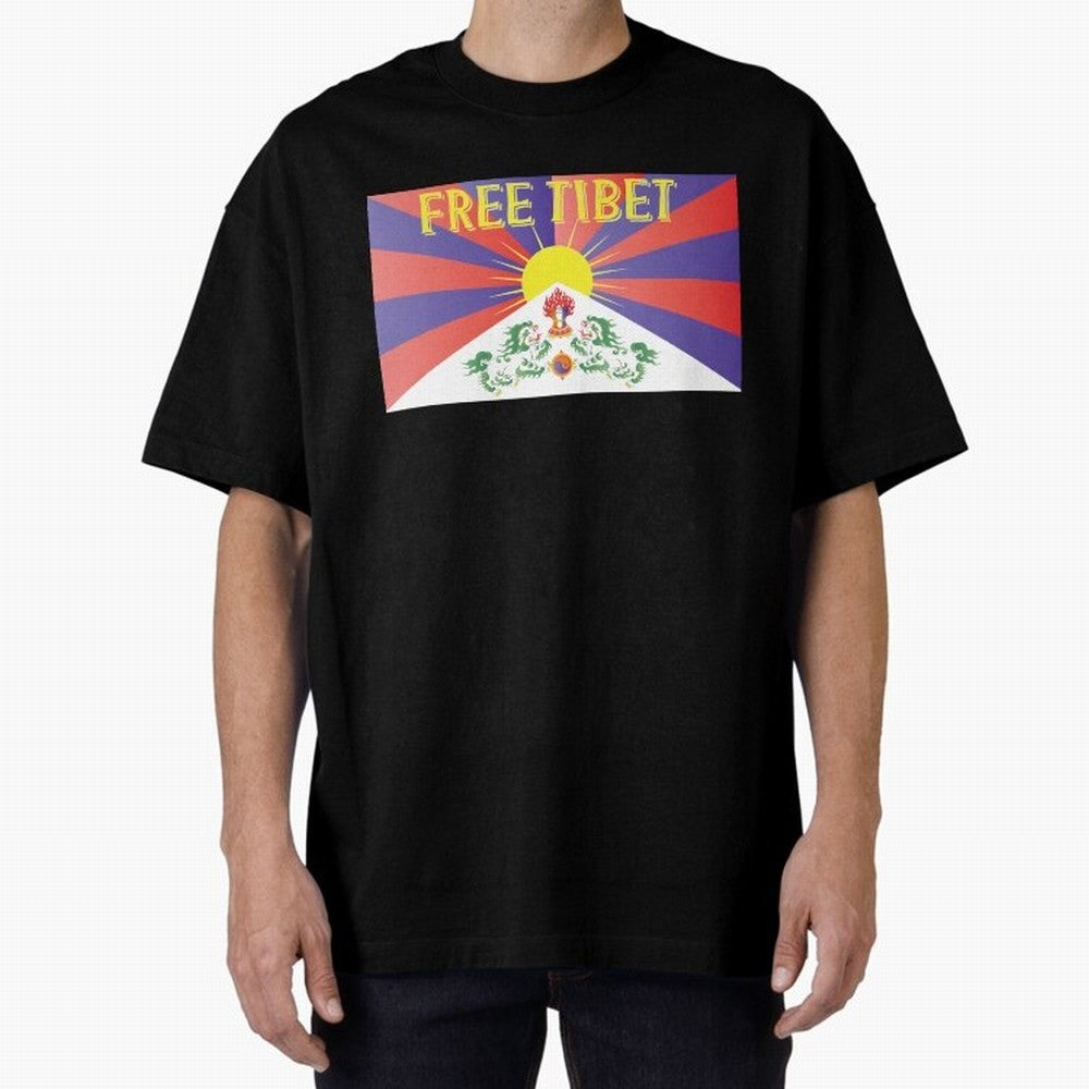 Free Tibet Movement Oversized T-Shirt Represent the Passion of Global Football Passion for FIFA World Cup 2026 USA Canada Mexico, Made for Messi, CR7 and Mbappe, Portugal, Vintage Soccer Flavor, Modern Football Stars, National Flags and Final Night