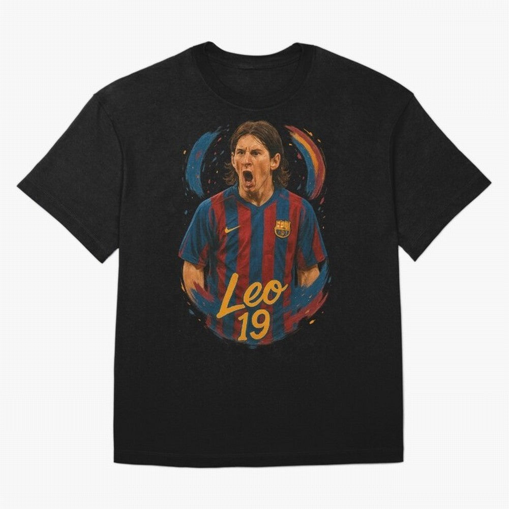 Young Messi Barcelona Art ¨C Rising Legend in Number 19 Tribute	 Classic T-Shirt Celebrate Golden Goal Energy in FIFA World Cup 2026 Capturing Haaland and Mbappe, Brazil Energy, Sports Nostalgia, International Competition, Famous Players and