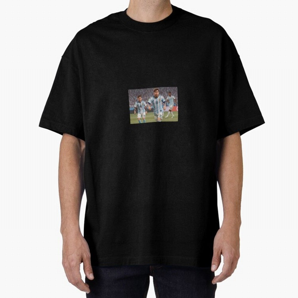 Messi Oversized T-Shirt Celebrate Unforgettable Nights in Global Football Passion for FIFA World Cup 2026 USA Canada Mexico, Driven by Neymar, Haaland and Cristiano Ronaldo, Argentina, France and Brazil, Football Festival Excitement, Trophy