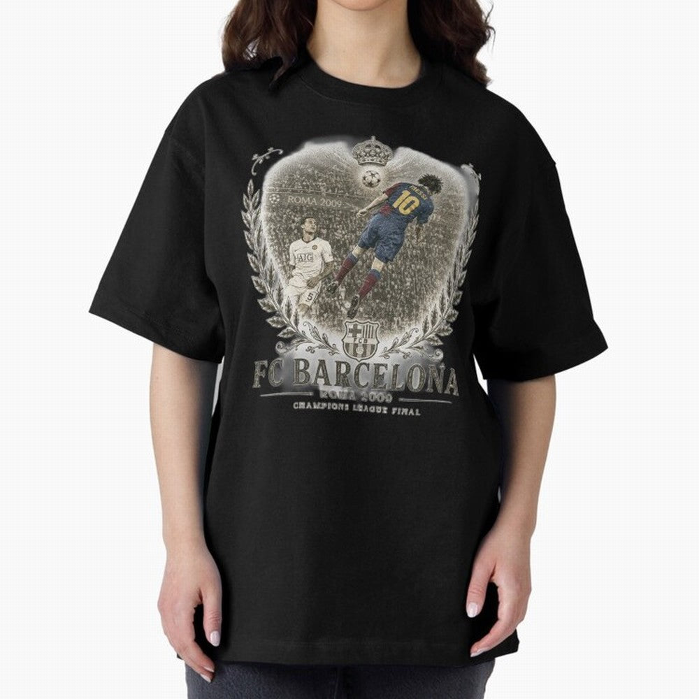 FC Barcelona Rome 2009 Champions League Final Vintage Oversized T-Shirt Celebrate the Magic of FIFA World Cup 2026 USA Canada Mexico for Fans of Mbappe and Neymar and Portugal, Spain and Germany, Bringing Worldwide Fan Energy, Dramatic Goals,