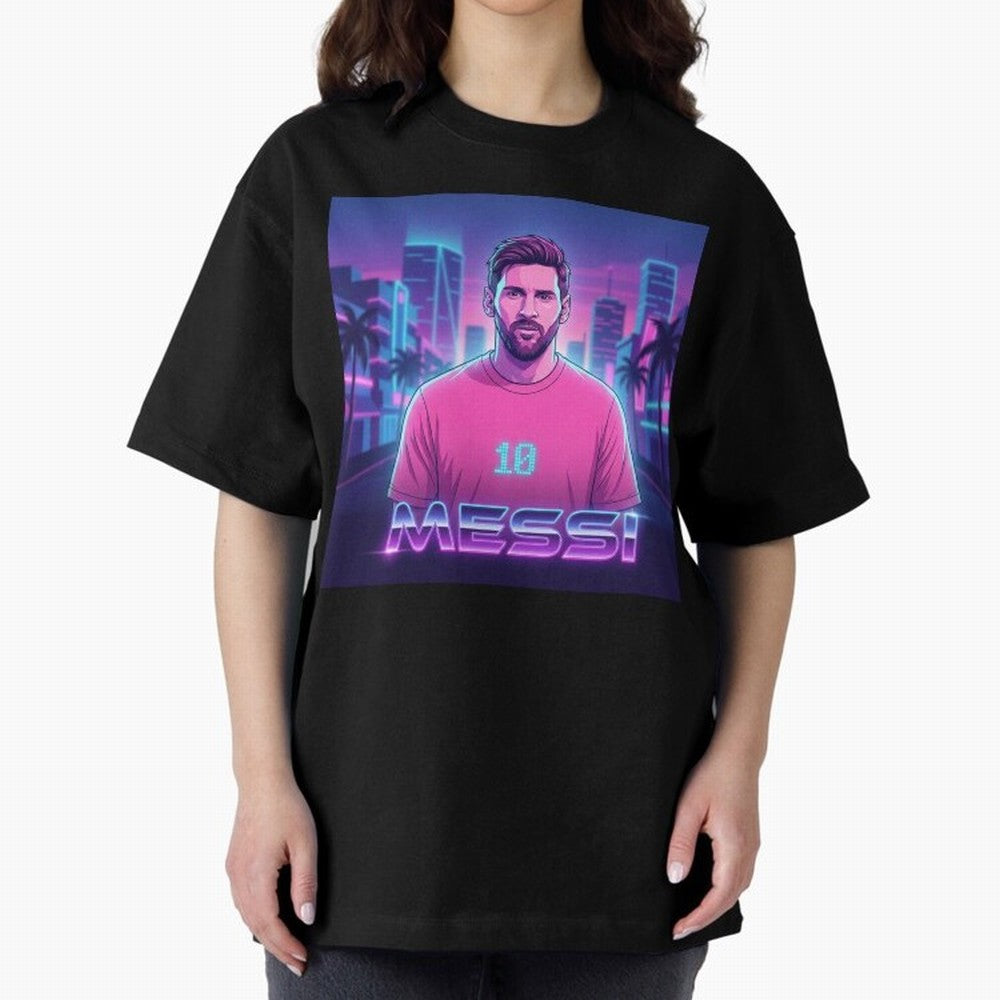 Inter Miami? Football Legend Messi Cyberpunk Retro Futurist Design (Version 2) Classic T-Shirt Make Your Look Match the FIFA World Cup 2026 Group Stage Journey through Messi, CR7 and Mbappe Highlights, France Pride, Football History, Final Match