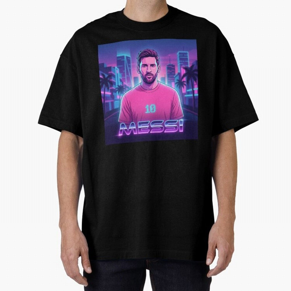 Inter Miami? Football Legend Messi Cyberpunk Retro Futurist Design (Version 2) Classic T-Shirt Make Your Look Match the FIFA World Cup 2026 Group Stage Journey through Messi, CR7 and Mbappe Highlights, France Pride, Football History, Final Match