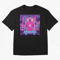 Inter Miami? Football Legend Messi Cyberpunk Retro Futurist Design (Version 3) Classic T-Shirt Stand Out with Spirit from FIFA World Cup 2026 USA Canada Mexico for Fans of Mbappe and Neymar and England, France and Netherlands, Bringing Match Day