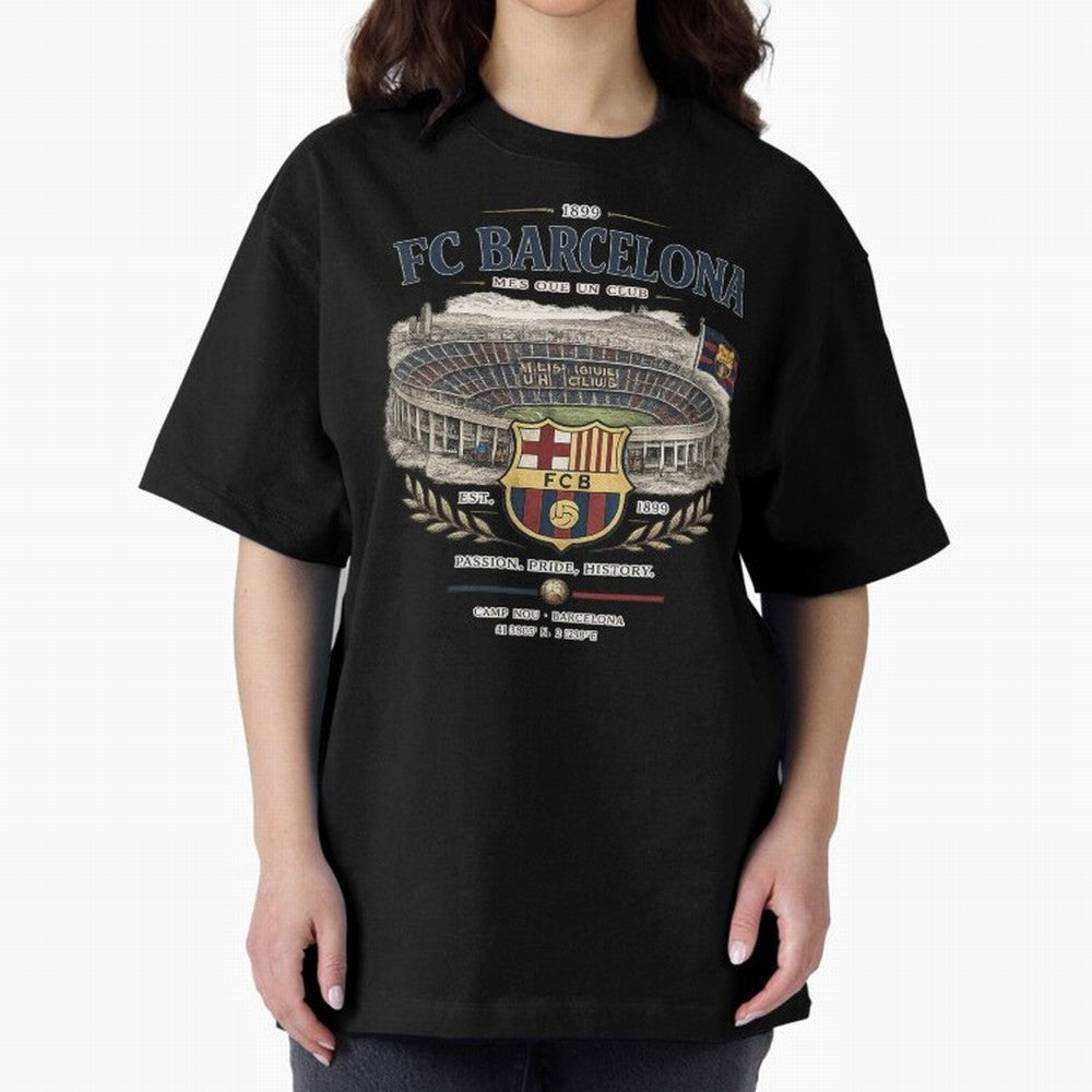 FC Barcelona Vintage Football Streetwear Oversized T-Shirt Celebrate Classic Football Spirit in FIFA World Cup 2026 Group Stage Spirit, Filled with Portugal, Messi, CR7 and Mbappe, Fan Favorite Moments, National Team Passion, Big Match Drama and