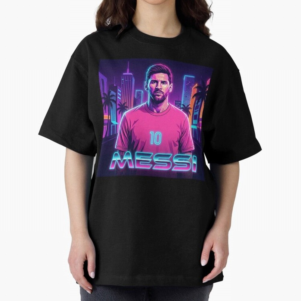 Inter Miami? Football Legend Messi Cyberpunk Retro Futurist Design (Version 4) Classic T-Shirt Capture FIFA World Cup 2026 USA Canada Mexico Spirit, Centered on England, France and Netherlands, Messi, CR7 and Mbappe, Football History, Final Match