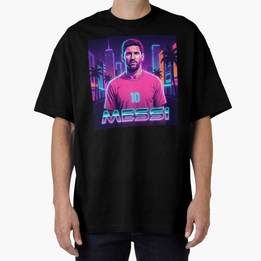 Inter Miami? Football Legend Messi Cyberpunk Retro Futurist Design (Version 4) Classic T-Shirt Capture FIFA World Cup 2026 USA Canada Mexico Spirit, Centered on England, France and Netherlands, Messi, CR7 and Mbappe, Football History, Final Match