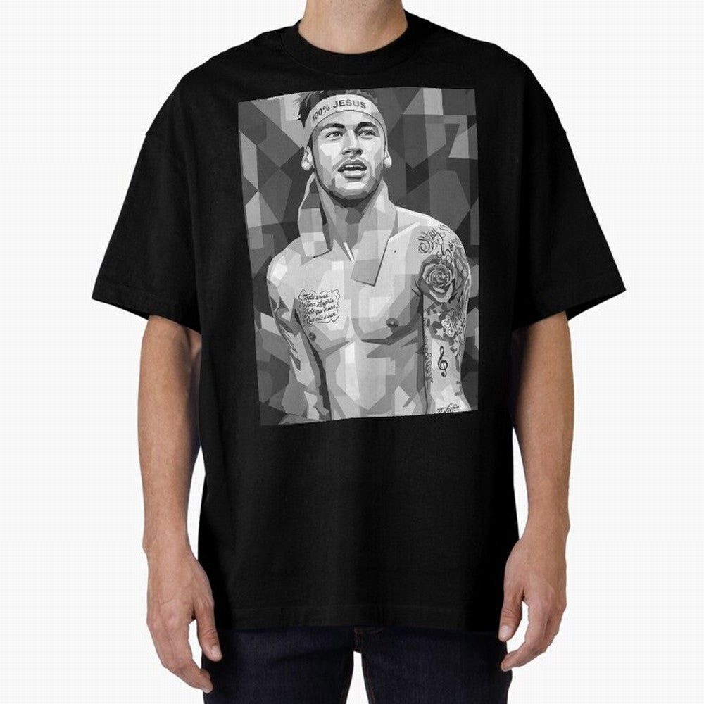 Neymar Grayscale Classic T-Shirt Celebrate Unforgettable Nights in Match Day Hype around FIFA World Cup 2026 Group Stage, Neymar, Haaland and Cristiano Ronaldo, Brazil, Portugal and Argentina, Championship Spirit, Famous Goals, Roaring Crowds and
