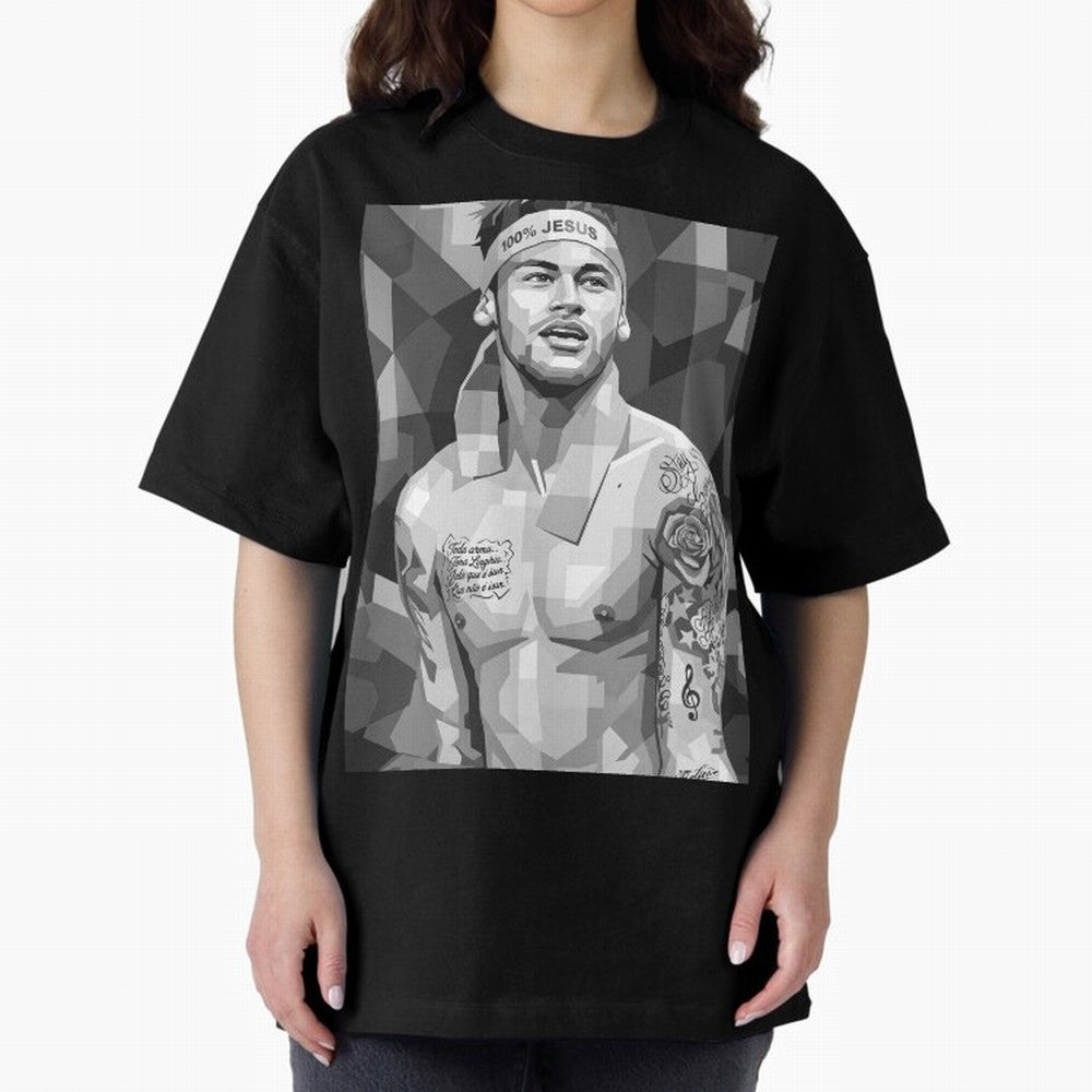 Neymar Grayscale Classic T-Shirt Celebrate Unforgettable Nights in Match Day Hype around FIFA World Cup 2026 Group Stage, Neymar, Haaland and Cristiano Ronaldo, Brazil, Portugal and Argentina, Championship Spirit, Famous Goals, Roaring Crowds and