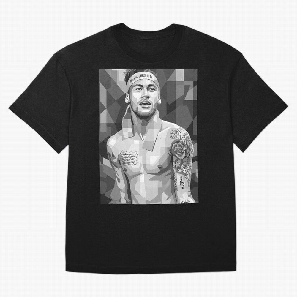 Neymar Grayscale Classic T-Shirt Celebrate Unforgettable Nights in Match Day Hype around FIFA World Cup 2026 Group Stage, Neymar, Haaland and Cristiano Ronaldo, Brazil, Portugal and Argentina, Championship Spirit, Famous Goals, Roaring Crowds and