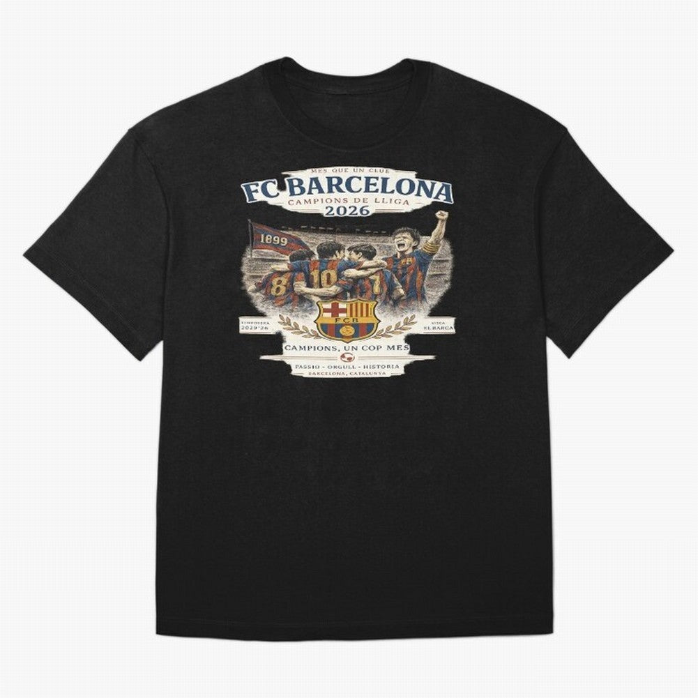 FC Barcelona Champions Vintage 2026 Oversized T-Shirt Feel the Roar of FIFA World Cup 2026 with Messi, Neymar and Mbappe, Argentina, France and Brazil Energy, Championship Spirit, Famous Goals, Roaring Crowds and International Football Unity; Great