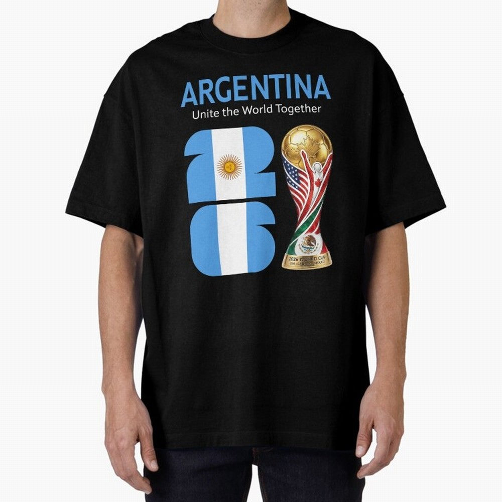 World Cup 2026, ARGENTINA Oversized T-Shirt Follow the Road to the FIFA World Cup 2026 Group Stage Journey through Mbappe Highlights, Argentina and Brazil Pride, Game Day Rituals, Football Legends, Country Pride and the Road to the Final; Built for