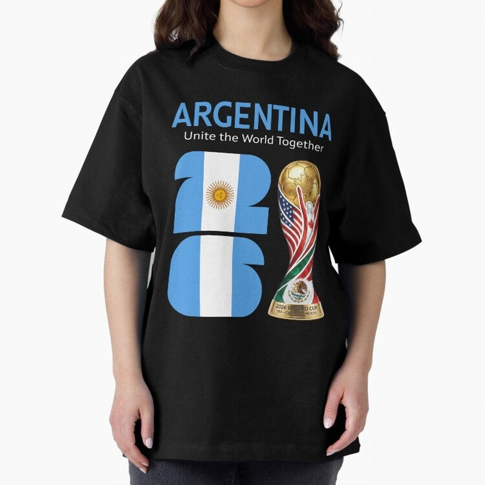 World Cup 2026, ARGENTINA Oversized T-Shirt Follow the Road to the FIFA World Cup 2026 Group Stage Journey through Mbappe Highlights, Argentina and Brazil Pride, Game Day Rituals, Football Legends, Country Pride and the Road to the Final; Built for