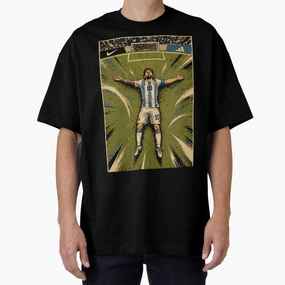 Messi Argentine Football Legend Celebration Poster | Vintage Comic Soccer Champion Art Classic T-Shirt Stand Out with Spirit from the FIFA World Cup 2026 USA Canada Mexico Journey through CR7 Highlights, Brazil, Portugal and Argentina Pride,