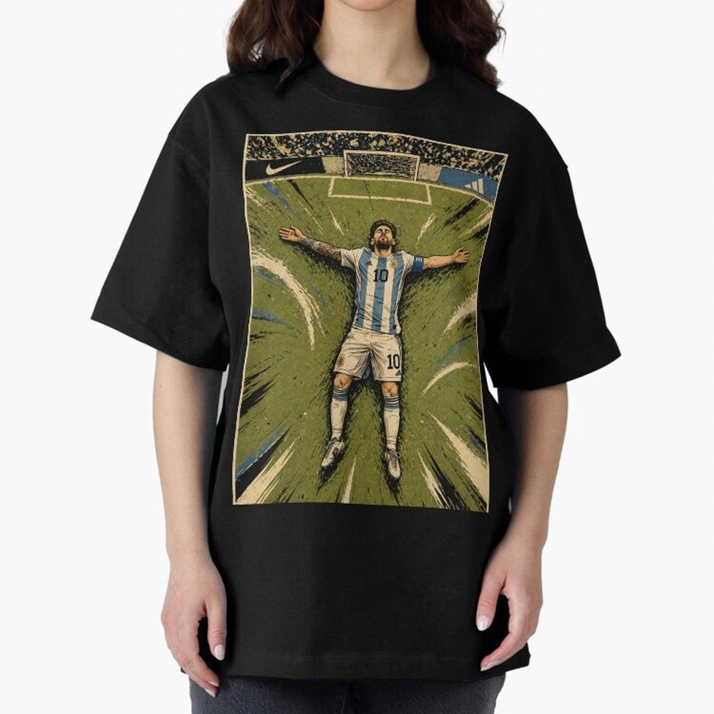 Messi Argentine Football Legend Celebration Poster | Vintage Comic Soccer Champion Art Classic T-Shirt Stand Out with Spirit from the FIFA World Cup 2026 USA Canada Mexico Journey through CR7 Highlights, Brazil, Portugal and Argentina Pride,