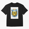 Argentina champions AFA crest gold blue soccer design Oversized T-Shirt Celebrate Every Goal in FIFA World Cup 2026 Spirit, Connected to England, Mbappe and Neymar, Stadium Memories, Football Loyalty, International Chants and Championship