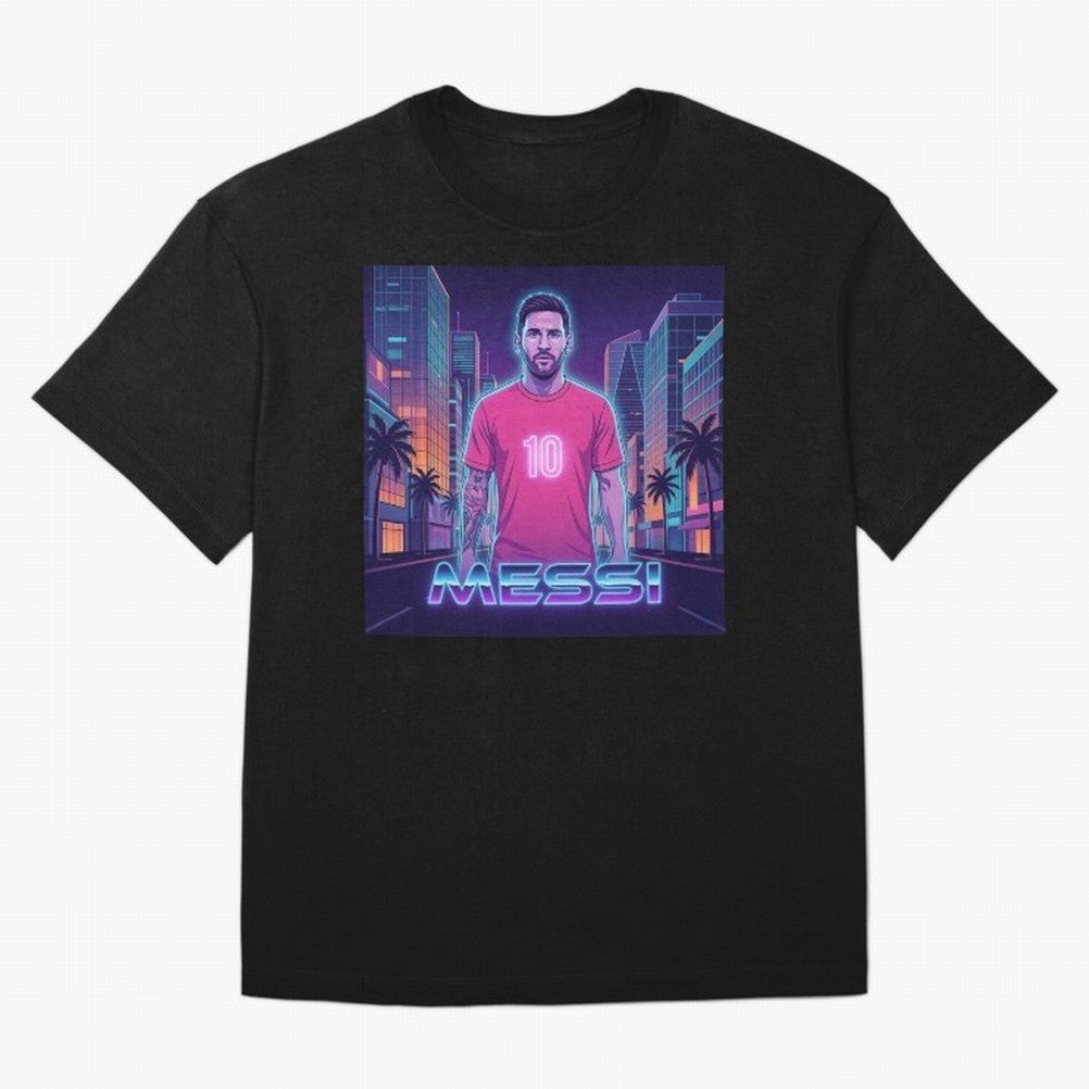 Inter Miami Football Legend Messi Cyberpunk Retro Futurist Design Classic T-Shirt Relive the Noise and Pride of the FIFA World Cup 2026 Group Stage Journey through Cristiano Ronaldo Highlights, Portugal, Spain and Germany Pride, Football Passion,