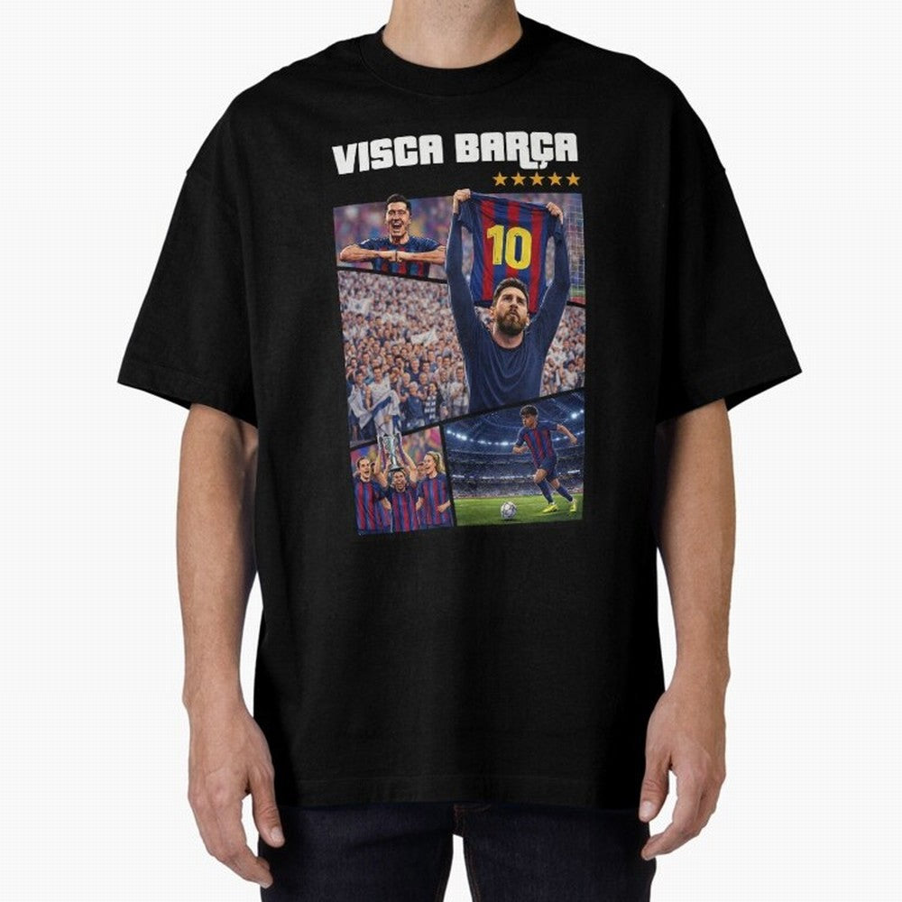 Visca Bar?a Legends Poster | Messi 10 FC Barcelona Art Oversized T-Shirt Stand with FIFA World Cup 2026 USA Canada Mexico for Fans of Messi, Neymar and Mbappe and Portugal, Spain and Germany, Bringing Worldwide Fan Energy, Dramatic Goals, Stadium
