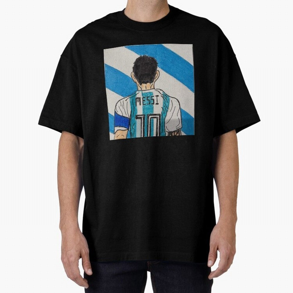 Messi Artwork Oversized T-Shirt Remember Match Day Hype around FIFA World Cup 2026 Group Stage, Mbappe and Neymar, Netherlands, Stadium Memories, Football Loyalty, International Chants and Championship Tradition; Ideal for Football Dads, Football