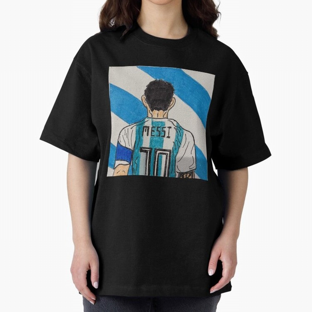 Messi Artwork Oversized T-Shirt Remember Match Day Hype around FIFA World Cup 2026 Group Stage, Mbappe and Neymar, Netherlands, Stadium Memories, Football Loyalty, International Chants and Championship Tradition; Ideal for Football Dads, Football