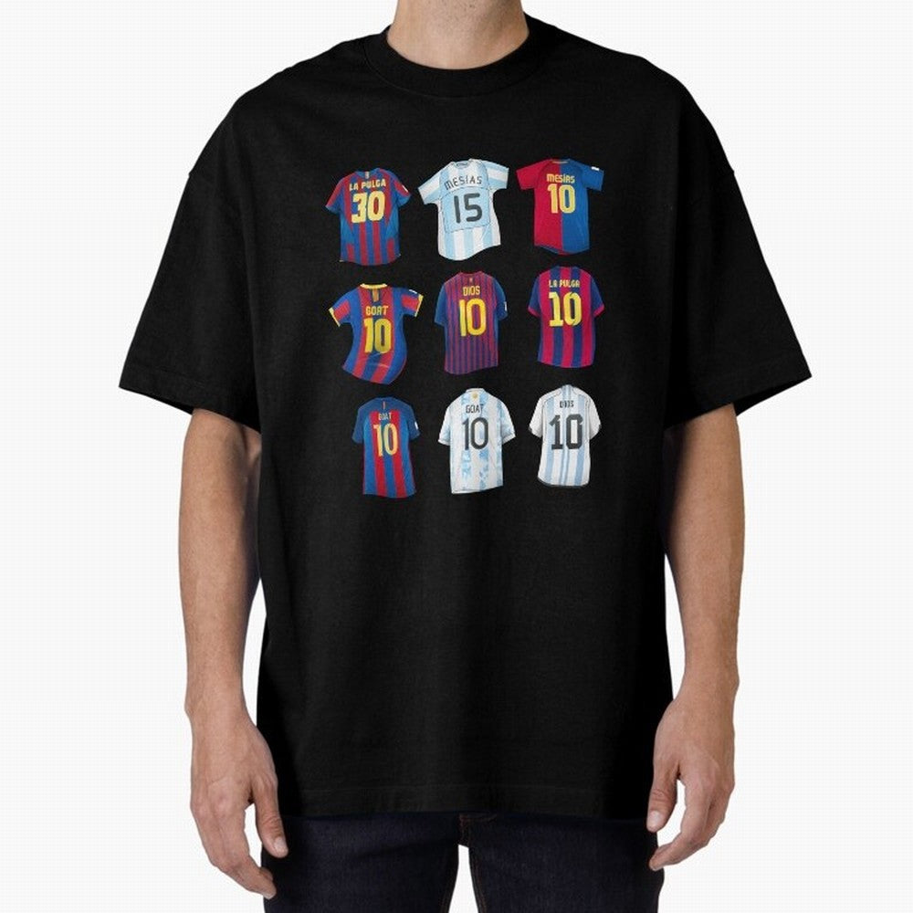 Messi Era Football Jerseys Oversized T-Shirt Experience Global Football Passion for FIFA World Cup 2026, Centered on Neymar, Haaland and Cristiano Ronaldo, Brazil, Portugal and Argentina, Sports Nostalgia, International Competition, Famous Players