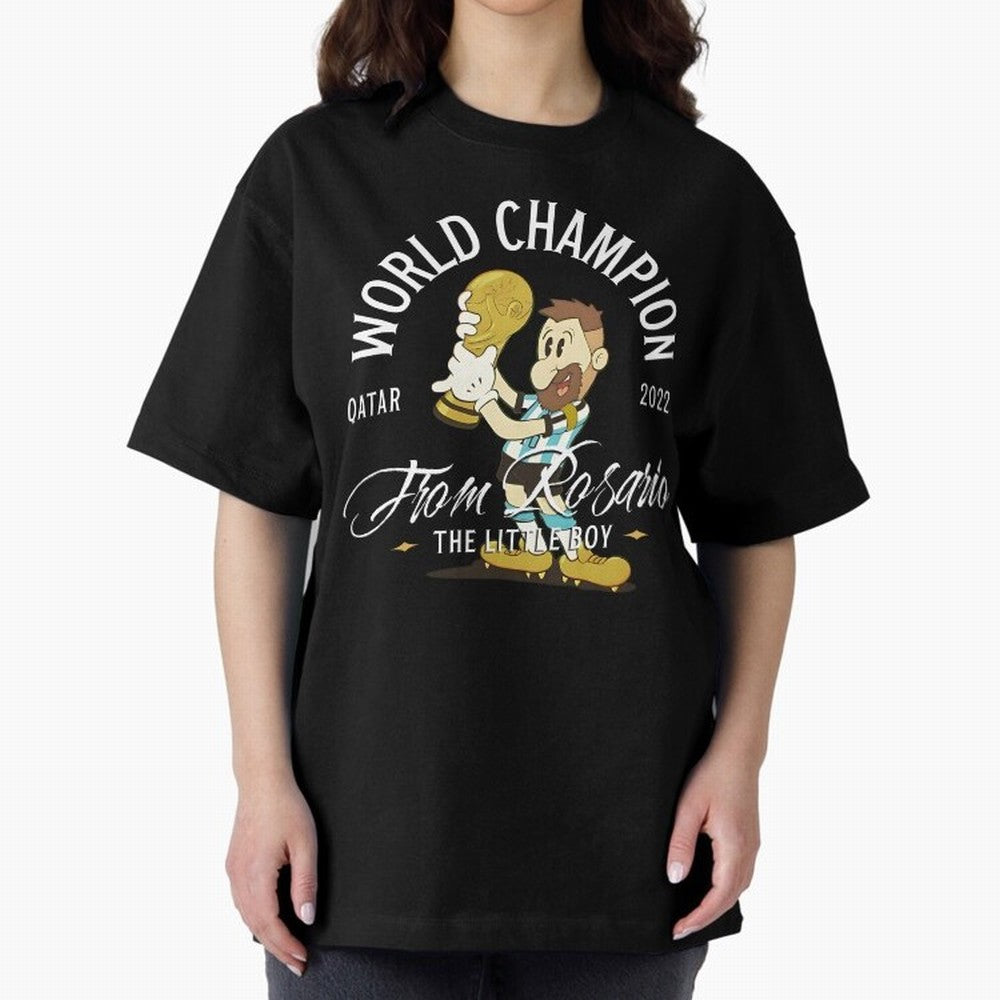 The little boy from Rosario Oversized T-Shirt Celebrate the Stars of FIFA World Cup 2026 USA Canada Mexico Spirit, with Argentina and Brazil, Messi, CR7 and Mbappe, Sports Nostalgia, International Competition, Famous Players and Unforgettable