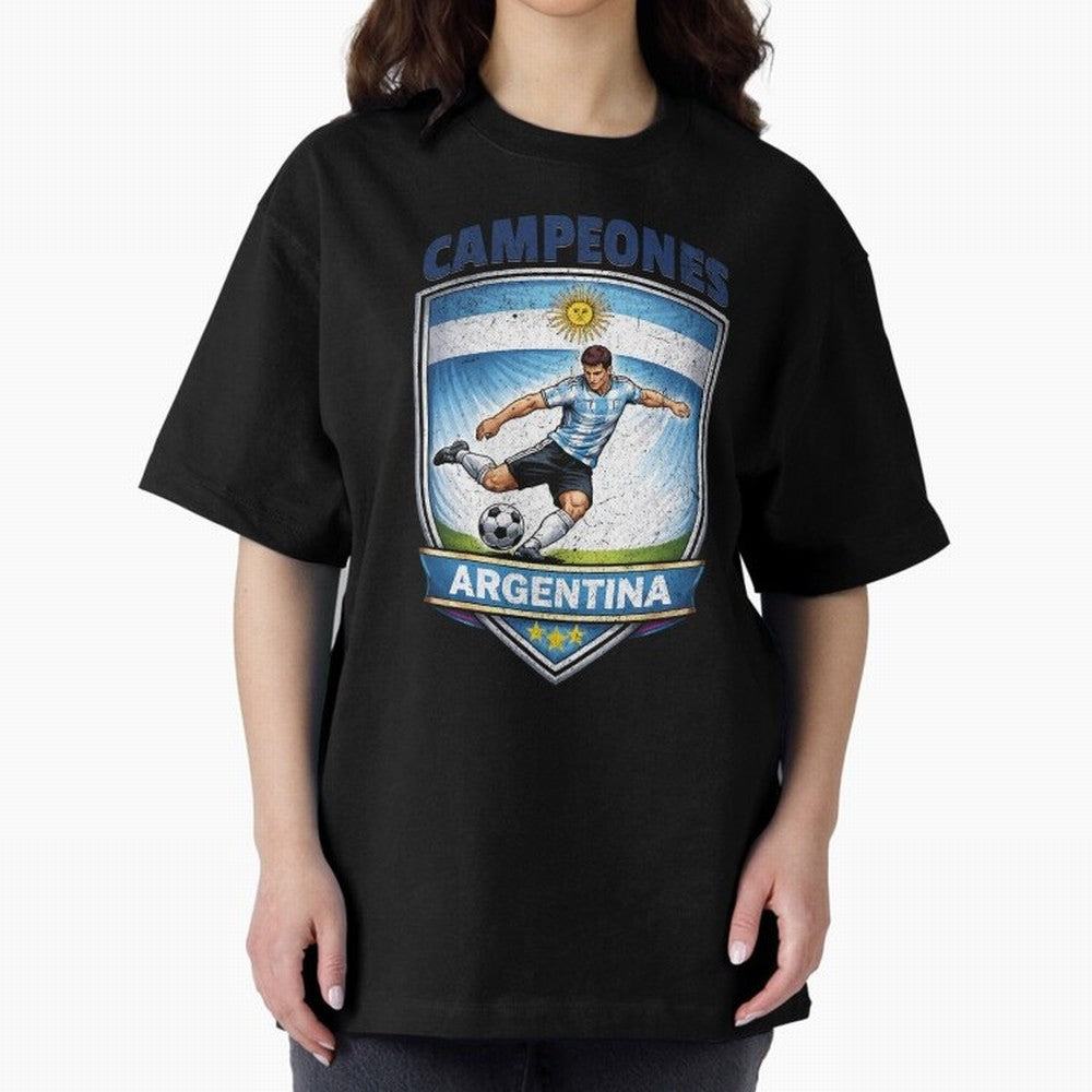 Argentina Vintage Soccer Badge - Campeones 3 Stars Essential T-Shirt Celebrate Football Dreams Across FIFA World Cup 2026 Group Stage for Fans of CR7 and Messi and England and Germany, Bringing Global Supporter Spirit, Legendary Goals, National