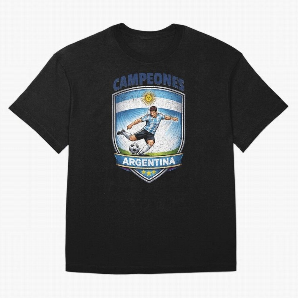 Argentina Vintage Soccer Badge - Campeones 3 Stars Essential T-Shirt Celebrate Football Dreams Across FIFA World Cup 2026 Group Stage for Fans of CR7 and Messi and England and Germany, Bringing Global Supporter Spirit, Legendary Goals, National