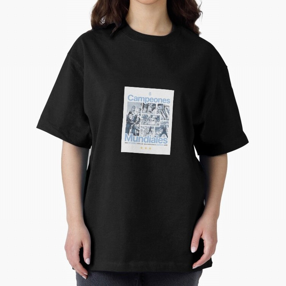 Argentina Qatar 2022 Oversized T-Shirt Upgrade FIFA World Cup 2026 Spirit, Capturing France and Portugal, Messi, Sports Nostalgia, International Competition, Famous Players and Unforgettable Victories; Perfect for People Who Love Argentina, Brazil,