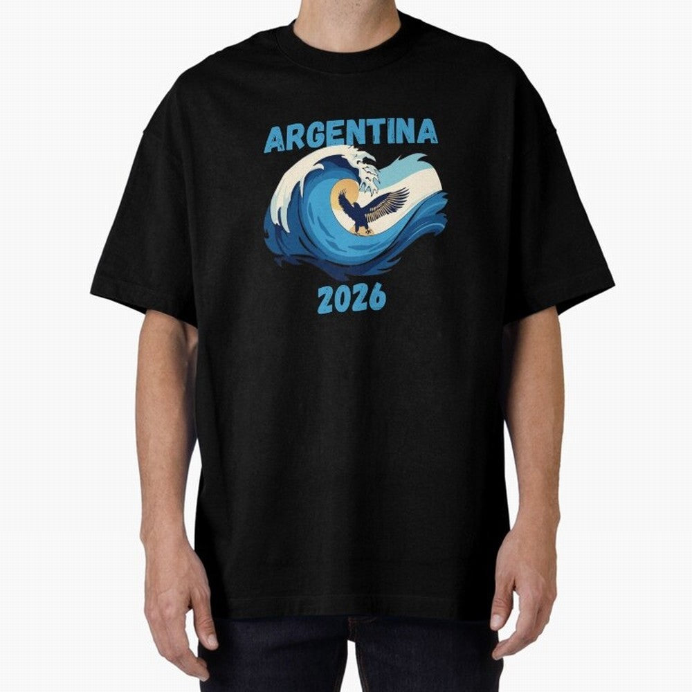 Camiseta y Calcoman¨ªa Argentina - Dise?o Bandera Albiceleste para Hinchas. Oversized T-Shirt Celebrate Rivalries and Pride in FIFA World Cup 2026 USA Canada Mexico Spirit, Celebrating Spain, Haaland and Mbappe, Classic Soccer Heritage,
