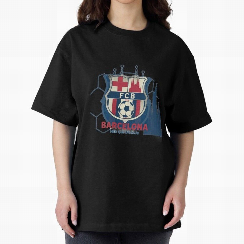 FCB Minimalist - Football Fan Design Oversized T-Shirt Represent FIFA World Cup 2026 Group Stage Spirit, Highlighting Netherlands, Neymar, Game Day Rituals, Football Legends, Country Pride and the Road to the Final; Ideal for Fans Who Follow Messi,