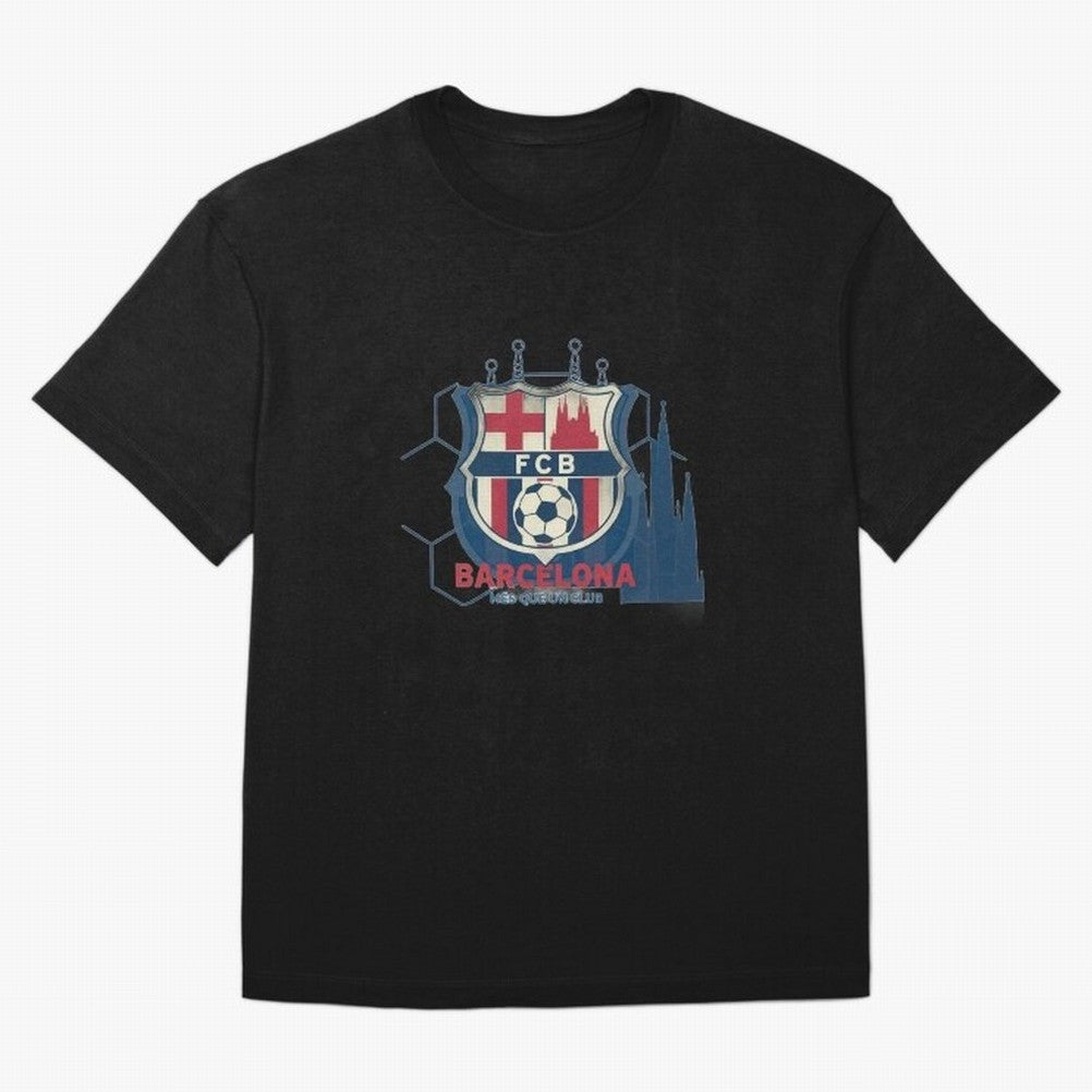 FCB Minimalist - Football Fan Design Oversized T-Shirt Represent FIFA World Cup 2026 Group Stage Spirit, Highlighting Netherlands, Neymar, Game Day Rituals, Football Legends, Country Pride and the Road to the Final; Ideal for Fans Who Follow Messi,