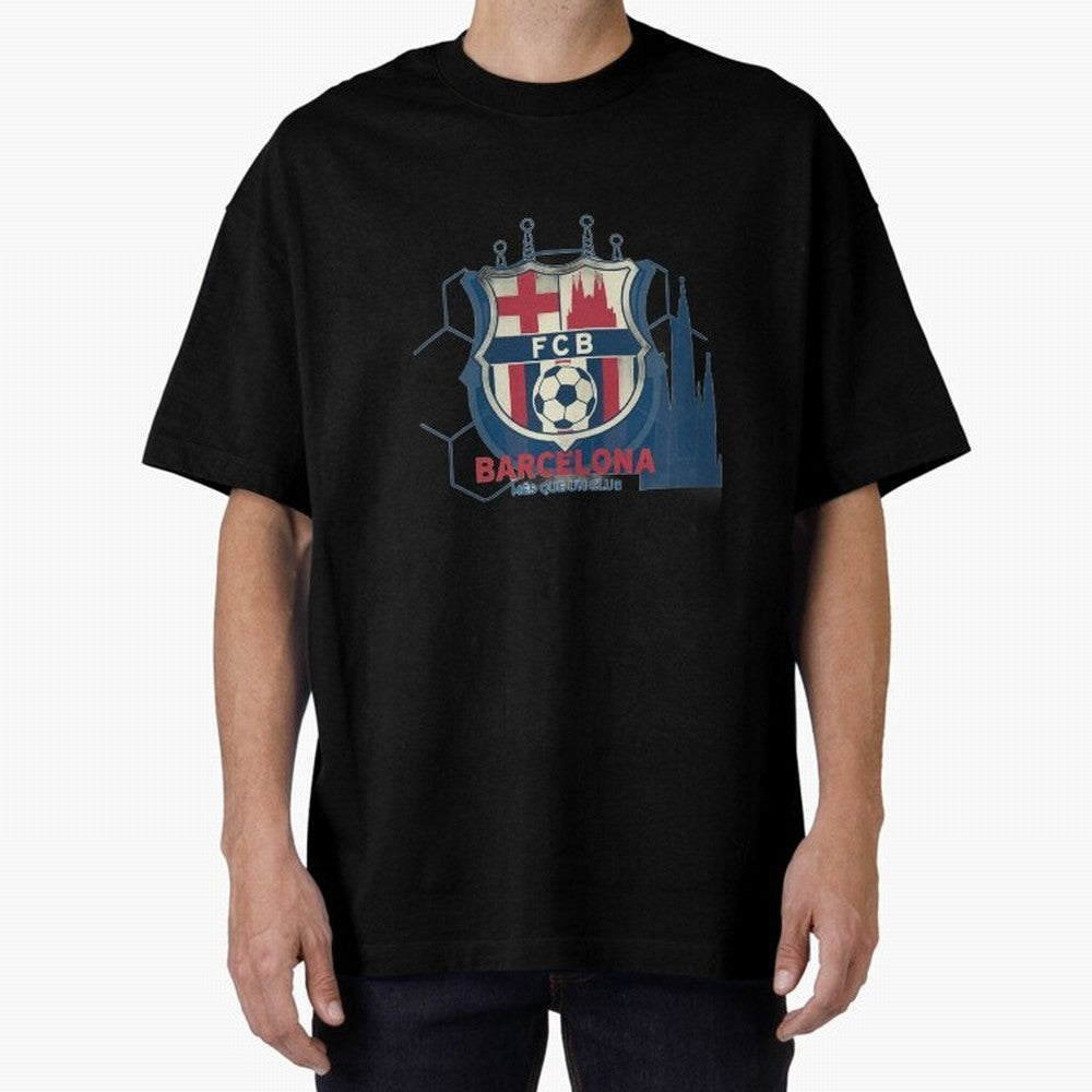 FCB Minimalist - Football Fan Design Oversized T-Shirt Represent FIFA World Cup 2026 Group Stage Spirit, Highlighting Netherlands, Neymar, Game Day Rituals, Football Legends, Country Pride and the Road to the Final; Ideal for Fans Who Follow Messi,