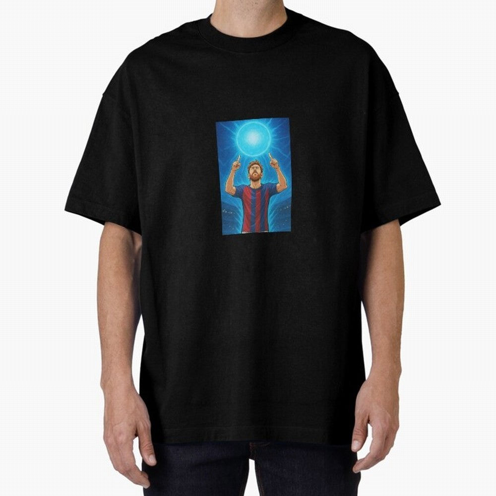 Barcelona Genkidama God Oversized T-Shirt Celebrate FIFA World Cup 2026 Featuring Haaland, Argentina, France and Brazil Energy, Global Supporter Spirit, Legendary Goals, National Colors and Tournament Celebration; Ideal for Passionate Fans Who Love