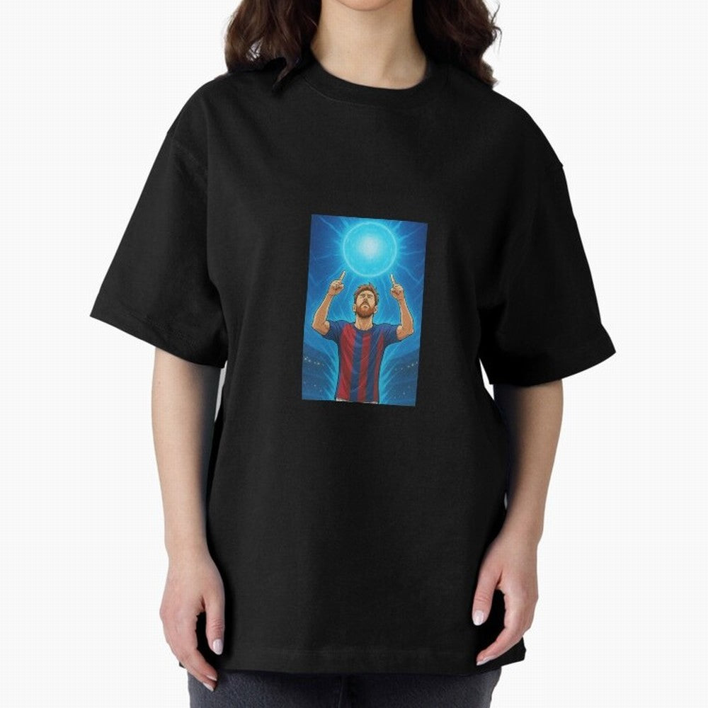 Barcelona Genkidama God Oversized T-Shirt Celebrate FIFA World Cup 2026 Featuring Haaland, Argentina, France and Brazil Energy, Global Supporter Spirit, Legendary Goals, National Colors and Tournament Celebration; Ideal for Passionate Fans Who Love