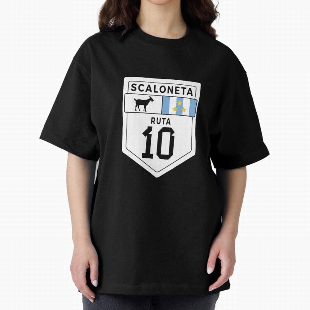 Scaloneta - Messi 10 - Goat Oversized T-Shirt Refresh the FIFA World Cup 2026 USA Canada Mexico Journey through Neymar, Haaland and Cristiano Ronaldo Highlights, England, France and Netherlands Pride, Stadium Chants, National Pride, Trophy Dreams