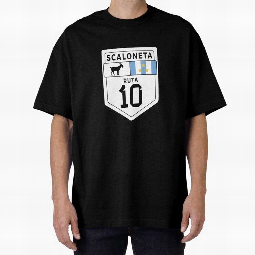 Scaloneta - Messi 10 - Goat Oversized T-Shirt Refresh the FIFA World Cup 2026 USA Canada Mexico Journey through Neymar, Haaland and Cristiano Ronaldo Highlights, England, France and Netherlands Pride, Stadium Chants, National Pride, Trophy Dreams