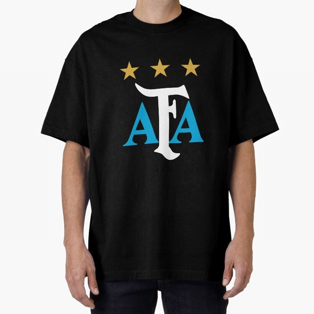 AFA logo - Argentina (light blue, white & gold) Oversized T-Shirt Bring World Football Passion into Match Day Hype around FIFA World Cup 2026 Group Stage, Mbappe, Portugal, Spain and Germany, Sports Nostalgia, International Competition, Famous