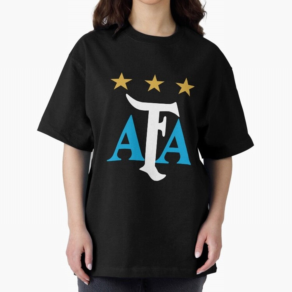 AFA logo - Argentina (light blue, white & gold) Oversized T-Shirt Bring World Football Passion into Match Day Hype around FIFA World Cup 2026 Group Stage, Mbappe, Portugal, Spain and Germany, Sports Nostalgia, International Competition, Famous
