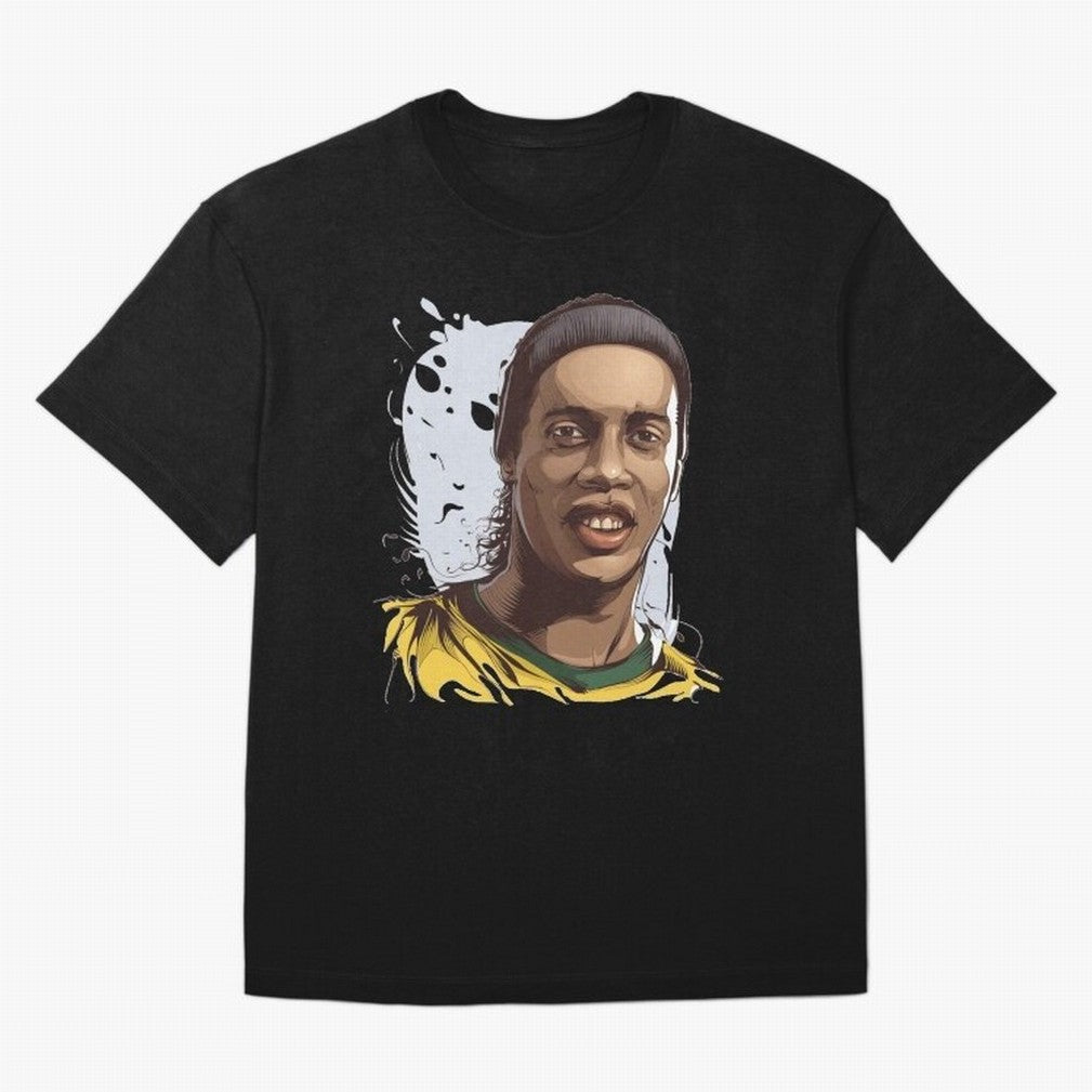 Illustration Ronaldinho Art Classic T-Shirt Get Ready for FIFA World Cup 2026 Celebrating Neymar, Haaland and Cristiano Ronaldo, Argentina and Brazil Energy, Fan Favorite Moments, National Team Passion, Big Match Drama and Soccer History; Ideal for