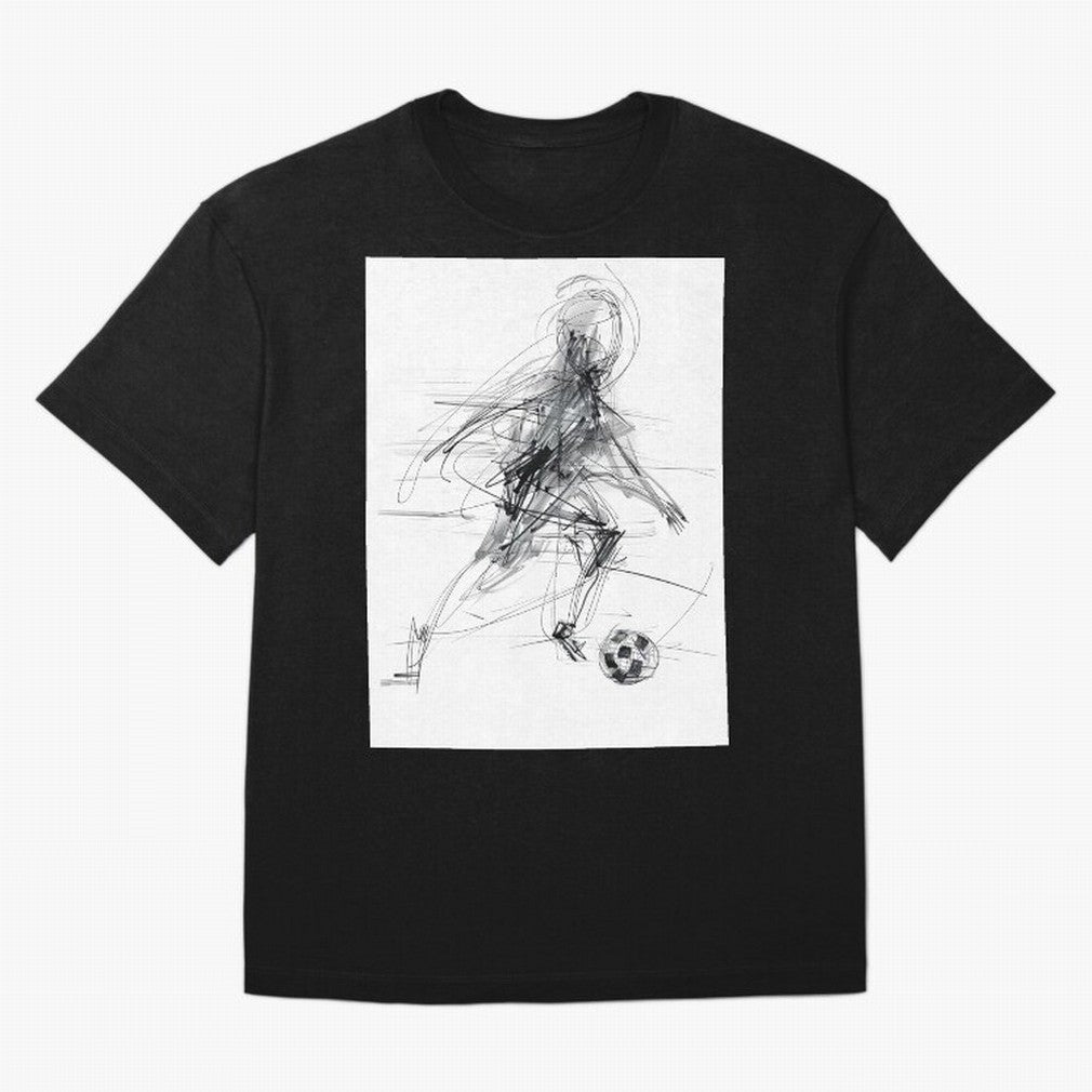 Abstract Soccer Player Sketch ¡ª Minimal Line Art Design Premium T-Shirt Fuel Your Fan Pride for FIFA World Cup 2026 Group Stage Spirit, Celebrating France and Portugal, Haaland, Match Day Excitement, Supporter Culture, Golden Goals and Global
