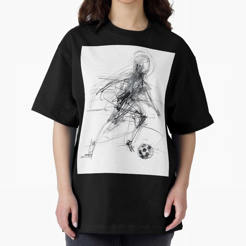 Abstract Soccer Player Sketch ¡ª Minimal Line Art Design Premium T-Shirt Fuel Your Fan Pride for FIFA World Cup 2026 Group Stage Spirit, Celebrating France and Portugal, Haaland, Match Day Excitement, Supporter Culture, Golden Goals and Global
