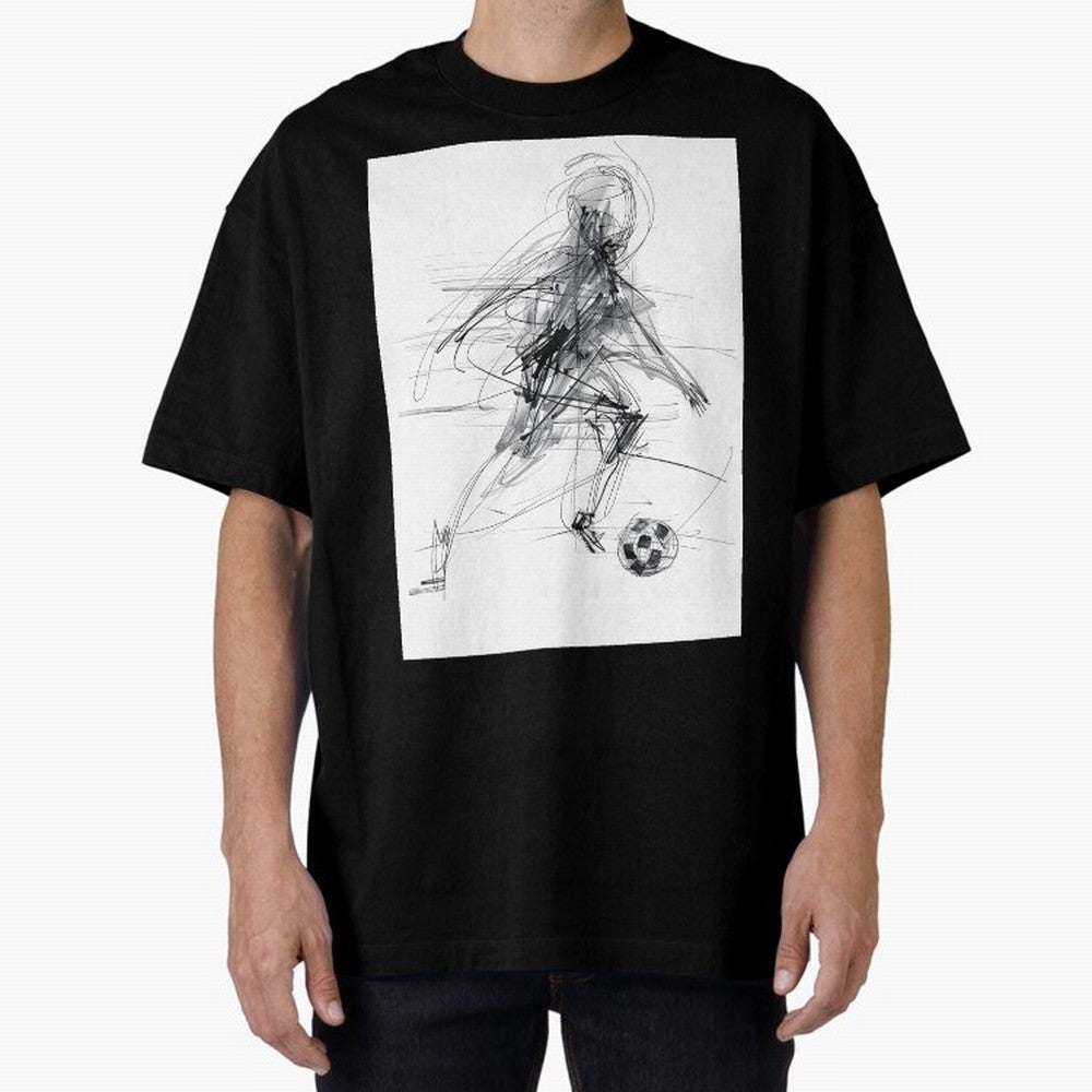 Abstract Soccer Player Sketch ¡ª Minimal Line Art Design Premium T-Shirt Fuel Your Fan Pride for FIFA World Cup 2026 Group Stage Spirit, Celebrating France and Portugal, Haaland, Match Day Excitement, Supporter Culture, Golden Goals and Global