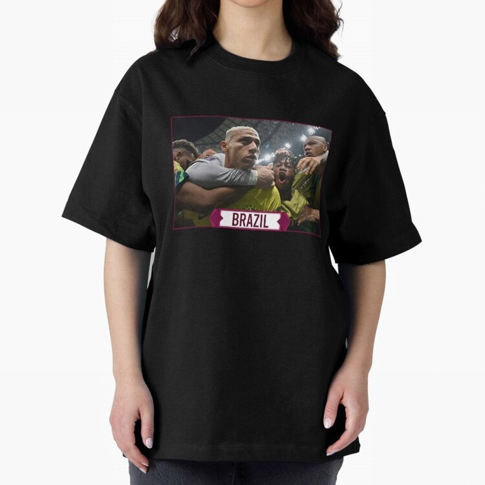 Brazil World Cup Oversized T-Shirt Represent Football Lovers during FIFA World Cup 2026 USA Canada Mexico for Fans of Messi and Cristiano Ronaldo and Netherlands, Bringing Fan Favorite Moments, National Team Passion, Big Match Drama and Soccer