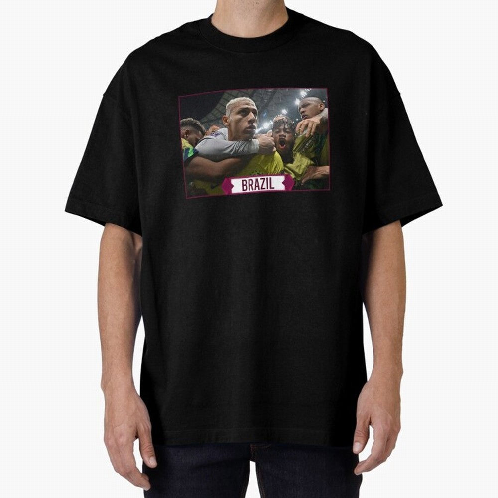 Brazil World Cup Oversized T-Shirt Represent Football Lovers during FIFA World Cup 2026 USA Canada Mexico for Fans of Messi and Cristiano Ronaldo and Netherlands, Bringing Fan Favorite Moments, National Team Passion, Big Match Drama and Soccer
